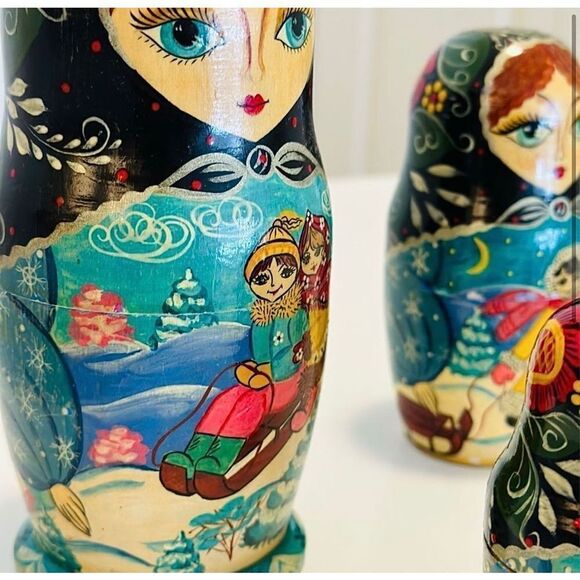 Vintage Hand Painted Nesting Dolls Signed - Picture 1 of 14
